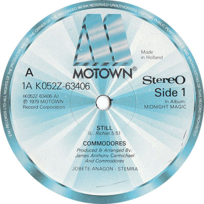 Commodores : Still / Too Hot Ta Trot (12")