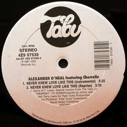 Alexander O'Neal Featuring Cherrelle : Never Knew Love Like This (Special 12" Mixes) (12")
