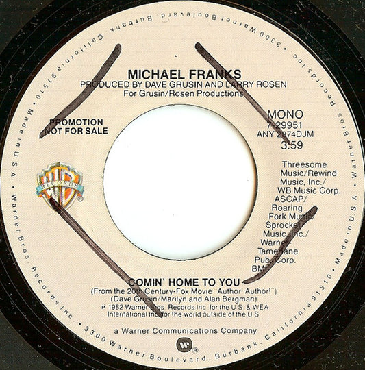 Michael Franks : Comin' Home To You (7", Promo)