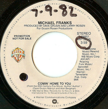 Michael Franks : Comin' Home To You (7", Promo)