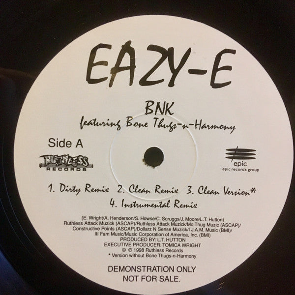 Eazy-E : BNK (Remix) / 24 HRS To Live (Remix) (12", Single, Promo)