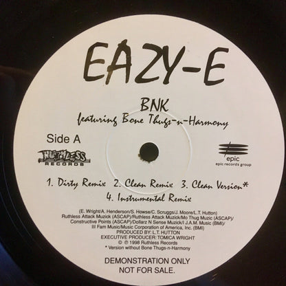 Eazy-E : BNK (Remix) / 24 HRS To Live (Remix) (12", Single, Promo)
