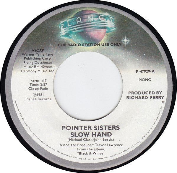 Pointer Sisters : Slow Hand (7", Mono, Promo, Spe)