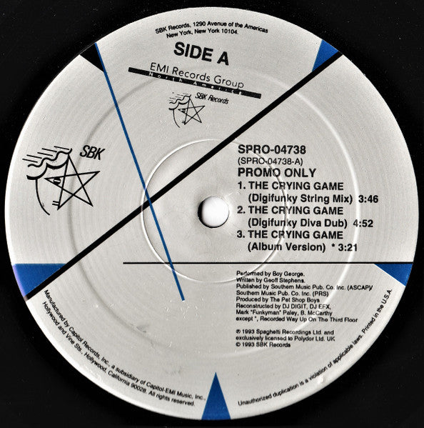 Boy George : The Crying Game (12", Promo)