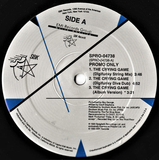 Boy George : The Crying Game (12", Promo)