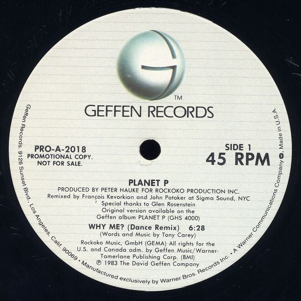 Planet P Project : Why Me? (12", Promo)
