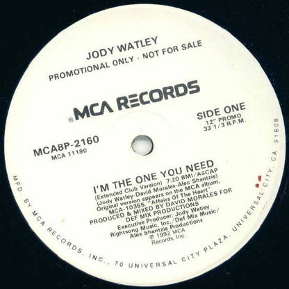 Jody Watley : I'm The One You Need (12", Promo)