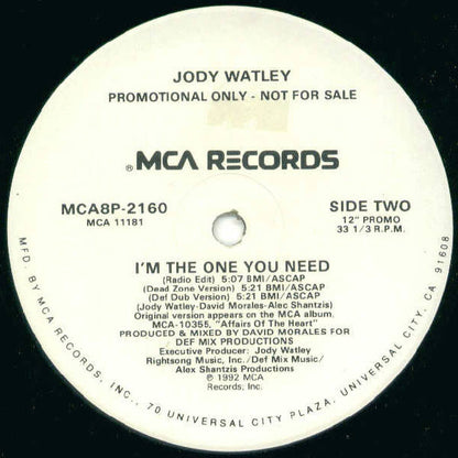 Jody Watley : I'm The One You Need (12", Promo)