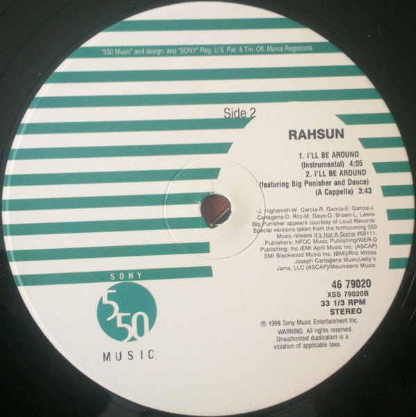 Rahsun : I'll Be Around (12")