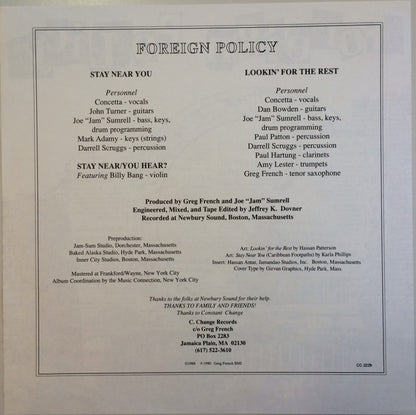 Foreign Policy : Stay Near You / Lookin' For The Rest (12")