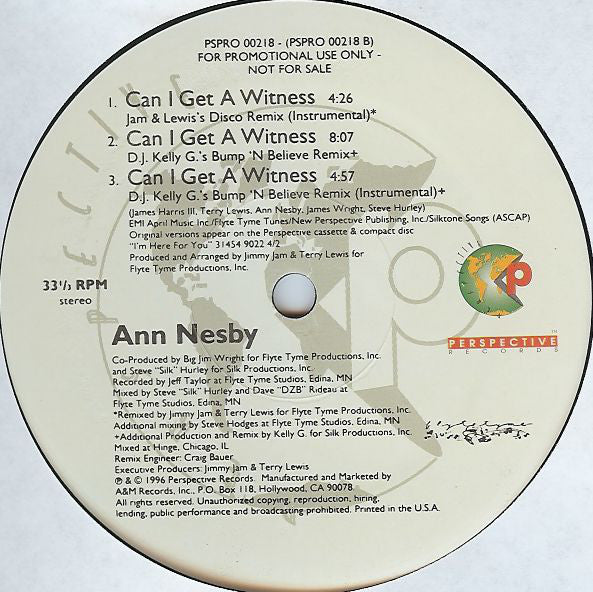 Ann Nesby : Can I Get A Witness (2x12", Promo)