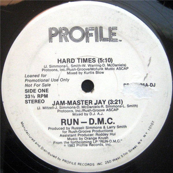 Run-D.M.C.* : Hard Times / Jam-Master Jay (12", Promo)