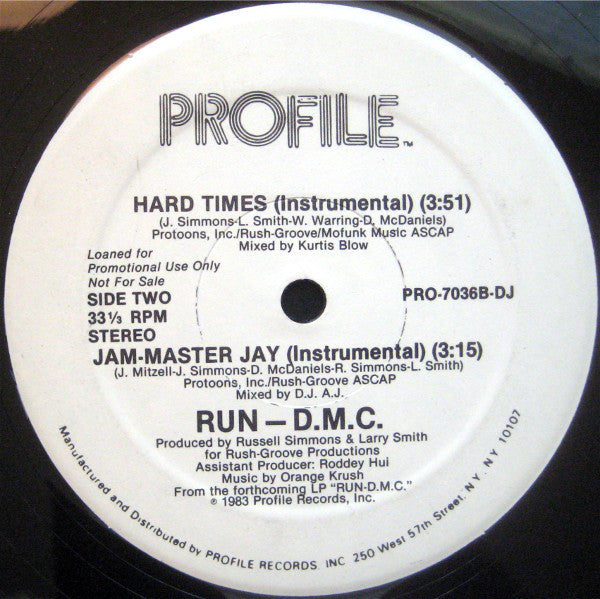 Run-D.M.C.* : Hard Times / Jam-Master Jay (12", Promo)