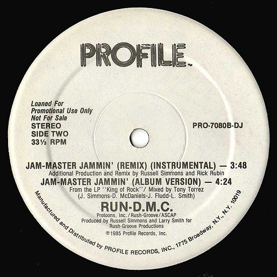Run-D.M.C.* : Jam Master Jammin' (Remix) (12", Promo)