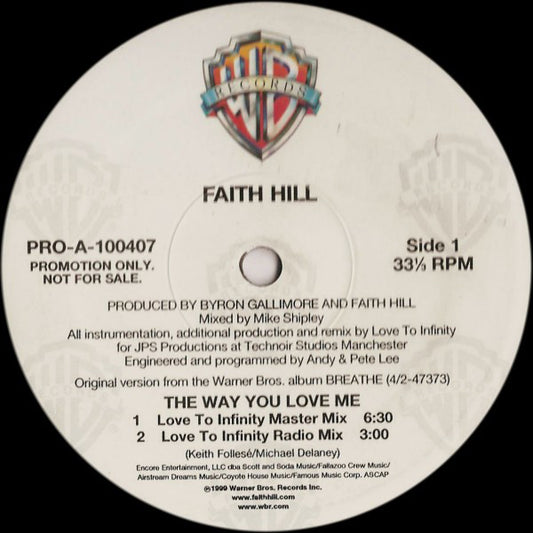 Faith Hill : The Way You Love Me (12", Promo)