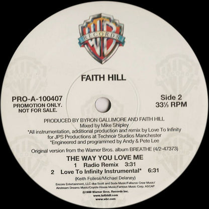 Faith Hill : The Way You Love Me (12", Promo)