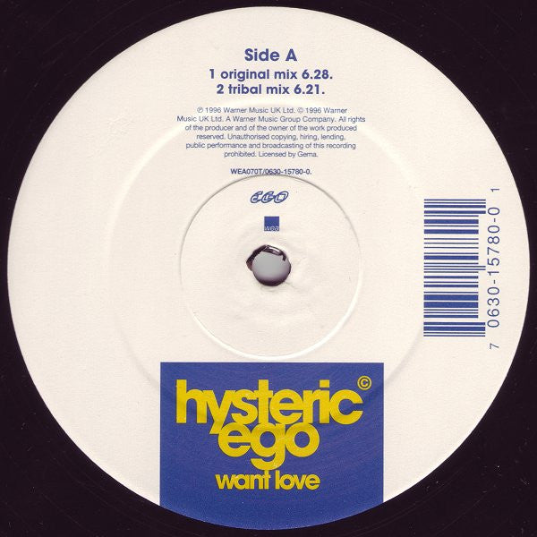 Hysteric Ego : Want Love (12")