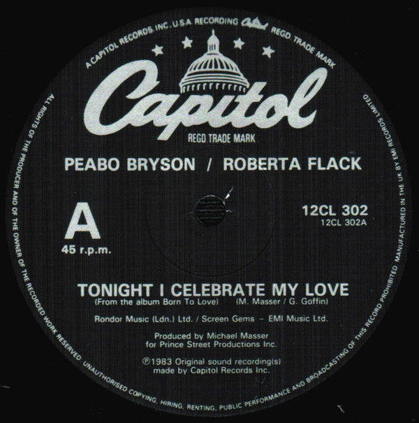 Peabo Bryson, Roberta Flack : Tonight I Celebrate My Love (12", Single)