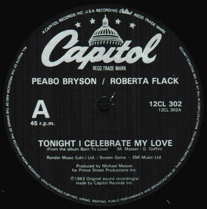 Peabo Bryson, Roberta Flack : Tonight I Celebrate My Love (12", Single)