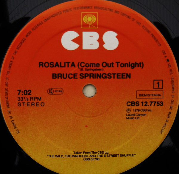 Bruce Springsteen : Rosalita (Come Out Tonight) (12", Maxi)