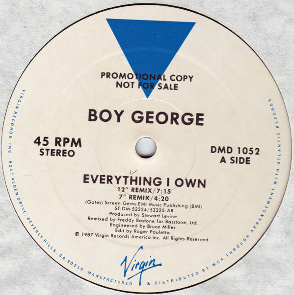 Boy George : Everything I Own (12", Promo)