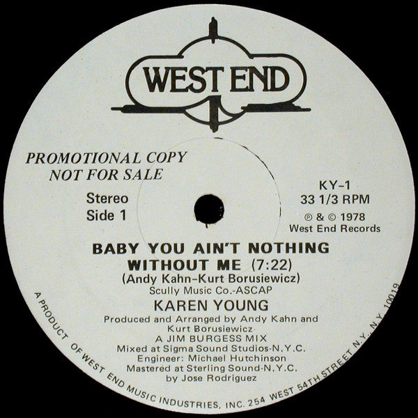 Karen Young : Baby You Ain't Nothing Without Me (12", Single, Promo)