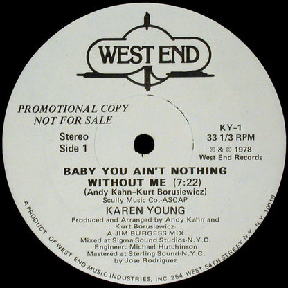 Karen Young : Baby You Ain't Nothing Without Me (12", Single, Promo)