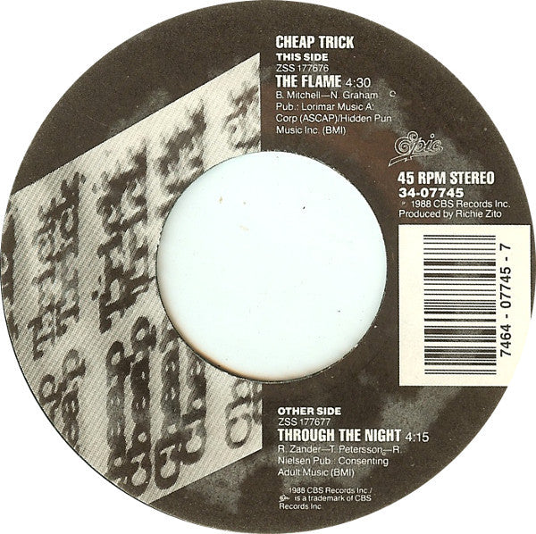 Cheap Trick : The Flame (7", Single, Styrene, Car)