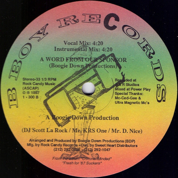 Boogie Down Productions : The Bridge Is Over  (12", Rai)