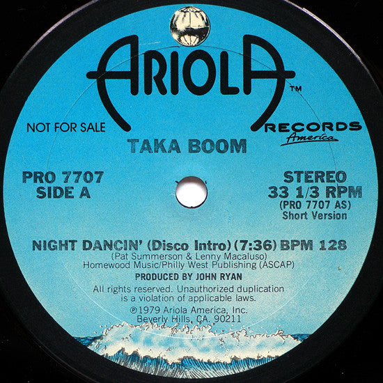 Taka Boom : Night Dancin' (12", Promo)