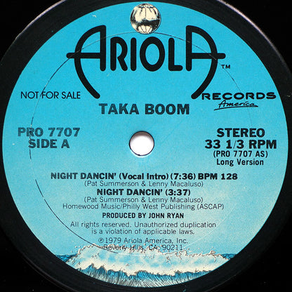 Taka Boom : Night Dancin' (12", Promo)
