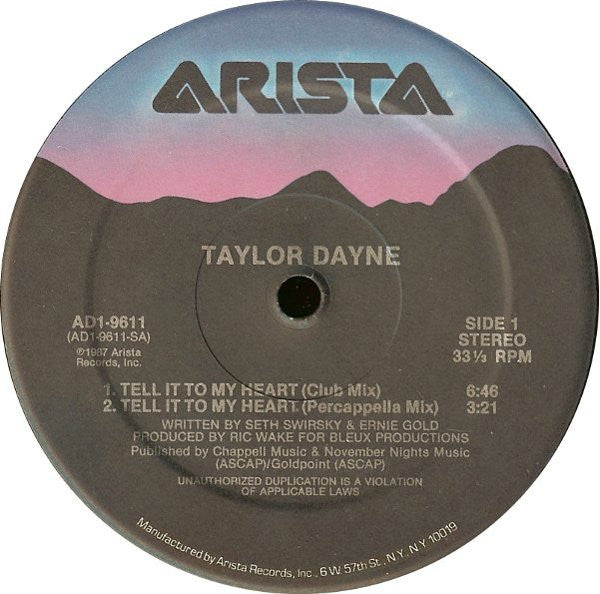 Taylor Dayne : Tell It To My Heart (12")