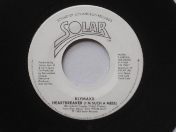 Klymaxx : Heartbreaker (I'm Such A Mess) (7", Mono, Promo)