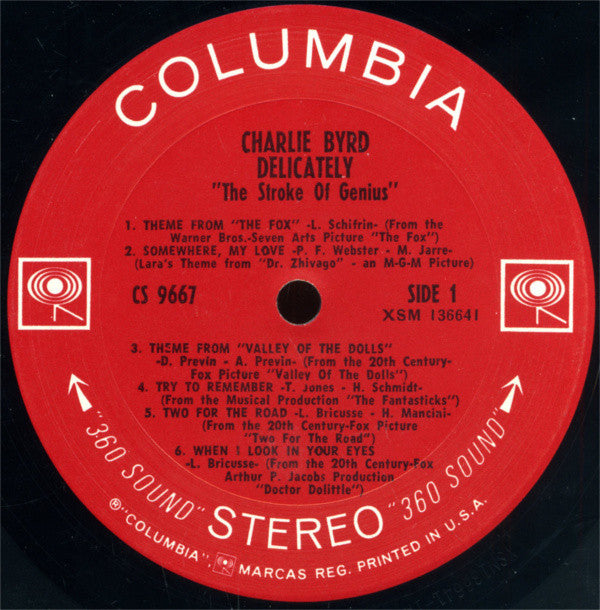 Charlie Byrd : Delicately "The Stroke Of Genius" (LP, Album)