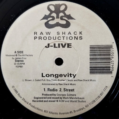 J-Live : Longevity / Braggin' Writes (12", Ltd)