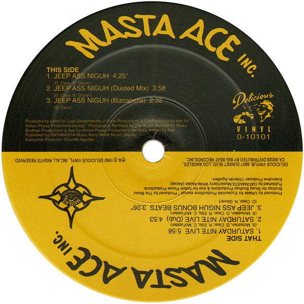 Masta Ace Incorporated : Jeep Ass Niguh / Saturday Nite Live (12", Cle)