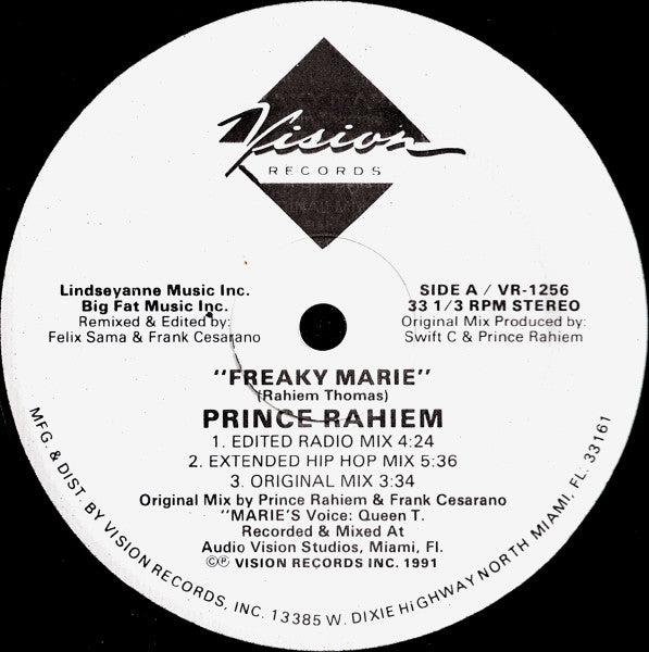 Prince Rahiem : Freaky Marie / Loose My Money (12")