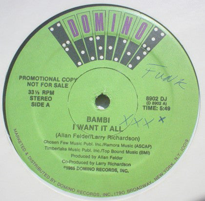 Bambi (4) : I Want It All (12", Promo)