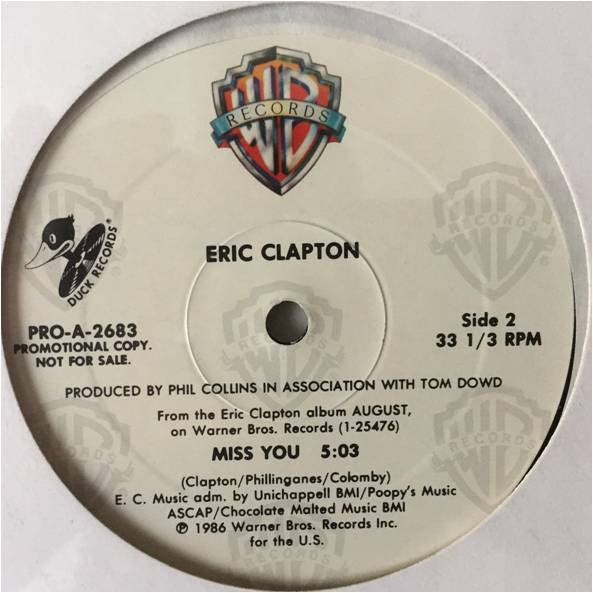 Eric Clapton : Miss You (12", Single, Promo)