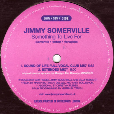 Jimmy Somerville : Something To Live For (12")