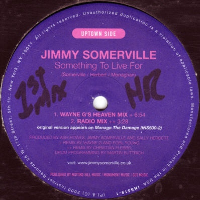 Jimmy Somerville : Something To Live For (12")