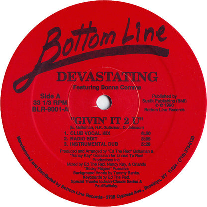 Devastating Featuring Donna Comma : Givin' It 2 U (12")