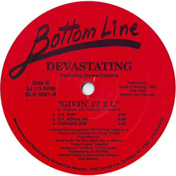 Devastating Featuring Donna Comma : Givin' It 2 U (12")