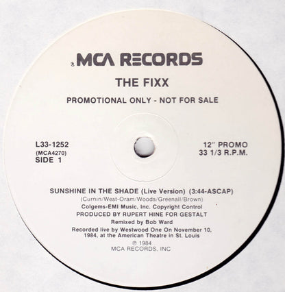 The Fixx : Sunshine In The Shade (Live Version) (12", Single, Promo)