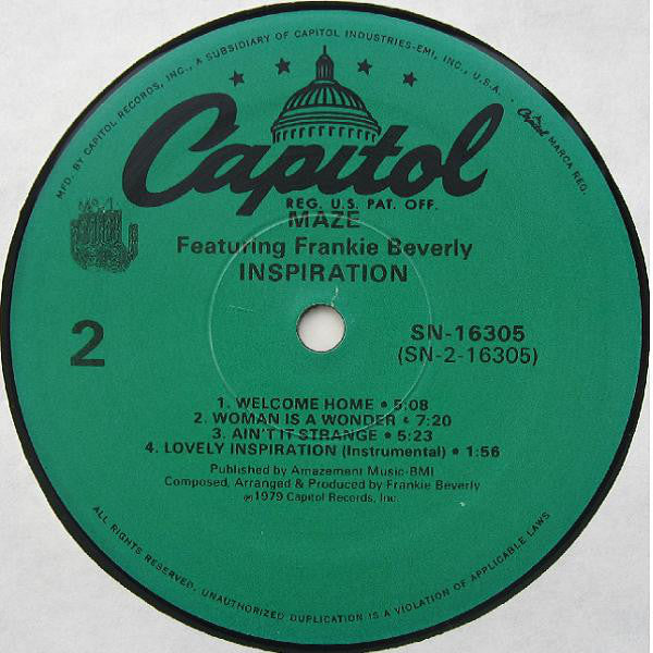 Maze Featuring Frankie Beverly : Inspiration (LP, Album, RE)