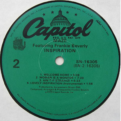 Maze Featuring Frankie Beverly : Inspiration (LP, Album, RE)