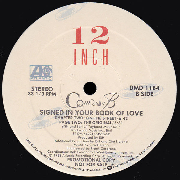 Company B : Signed In Your Book Of Love / Sticky Fingers (2x12", Ltd, Promo)