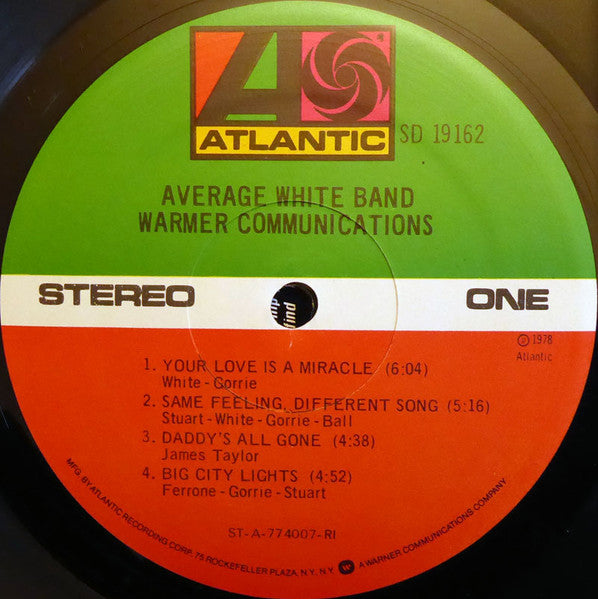 Average White Band : Warmer Communications (LP, Album, RI )