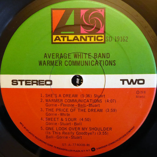 Average White Band : Warmer Communications (LP, Album, RI )