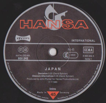 Japan : Live In Japan (12", EP, Single, Son)